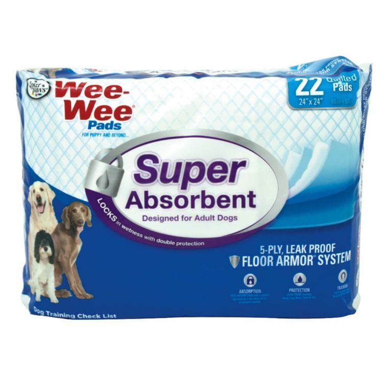 Four Paws Wee-Wee Super Absorbent Pads 22 count White 24" x 24" x 0.1"