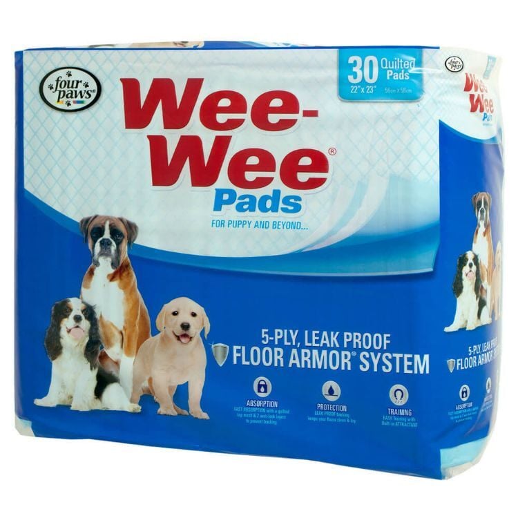 Four Paws Wee-Wee Pads 30 pack White 22" x 23" x 0.1"