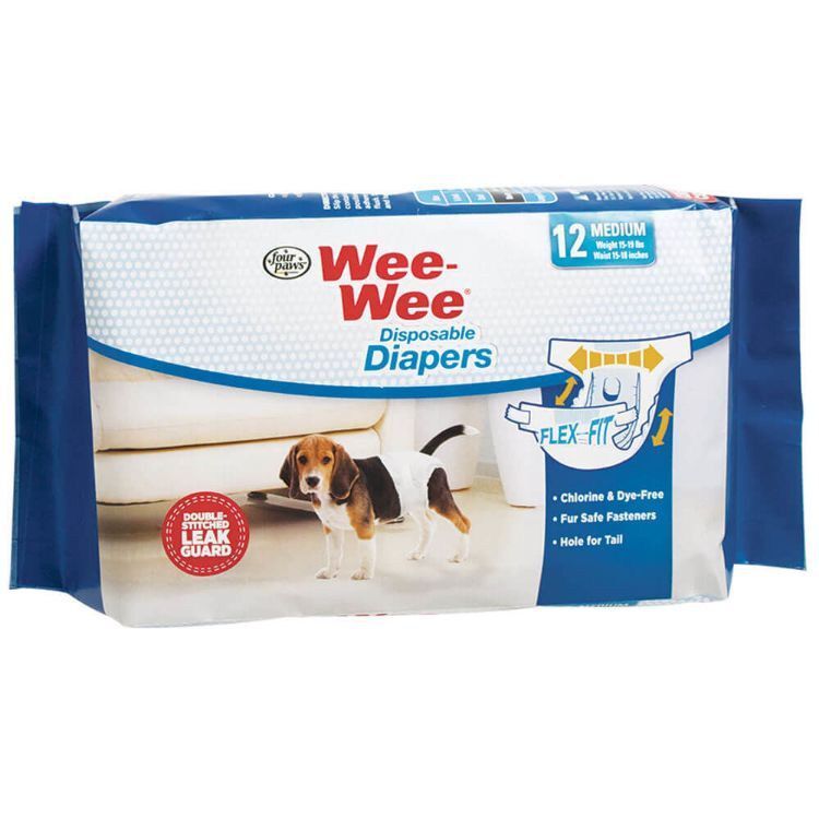 Four Paws Wee-Wee Disposable Diapers 12 pack Medium White