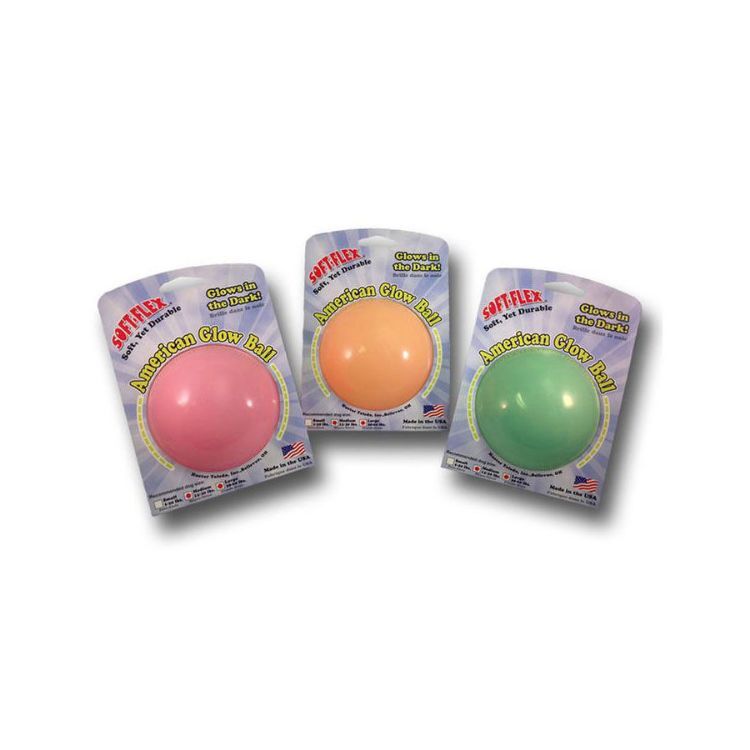 Hueter Toledo Soft Flex American Glow Ball Dog Toy Assorted 3.5" x 3.5" x 3.5"