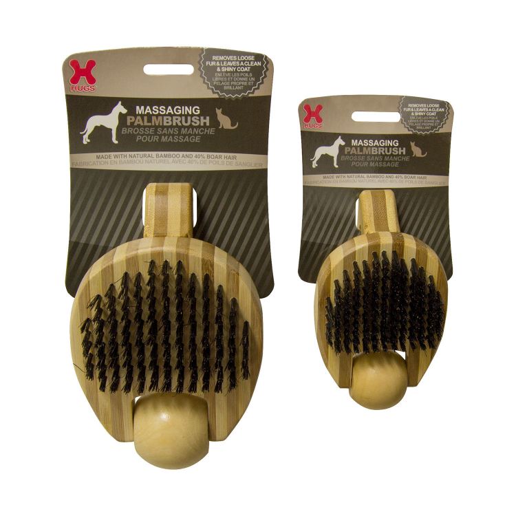 Hugs Pet Products Massaging Pet Palm Brush Large Brown 6.5" x 4" x 3"