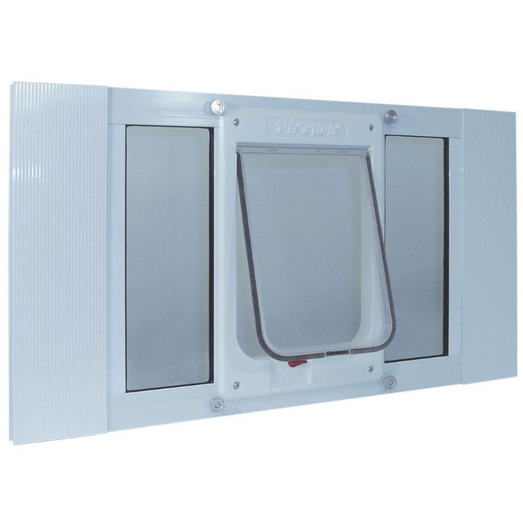 Ideal Pet Products Aluminum Sash ChubbyKat Flap Pet Door Medium White 1.25" x 23" x 10.75"