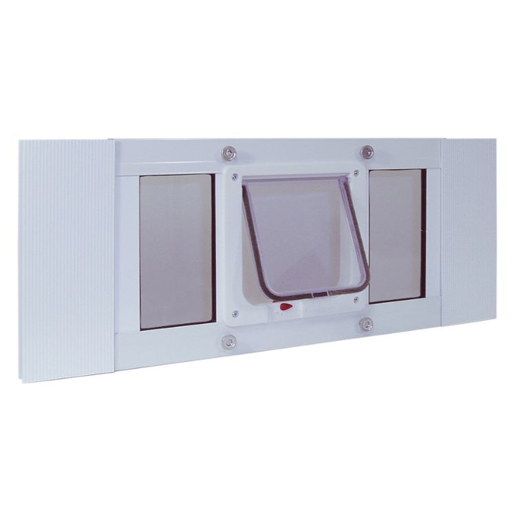 Ideal Pet Products Aluminum Sash Cat Flap Pet Door Small White 1.25" x 33" x 10.63"