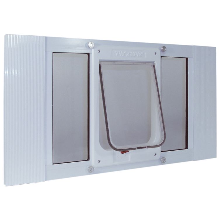 Ideal Pet Products Aluminum Sash ChubbyKat Flap Pet Door Medium White 1.25" x 33" x 15.06"