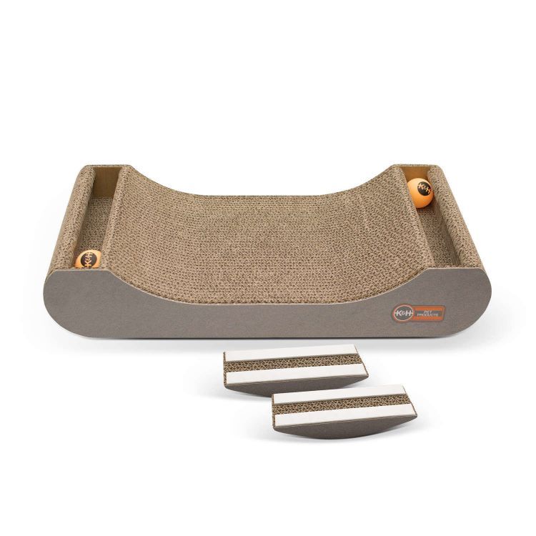 K&H Pet Products Kitty Tippy Scratch N' Track Cardboard Toy Brown 20.5" x 9.5" x 2"