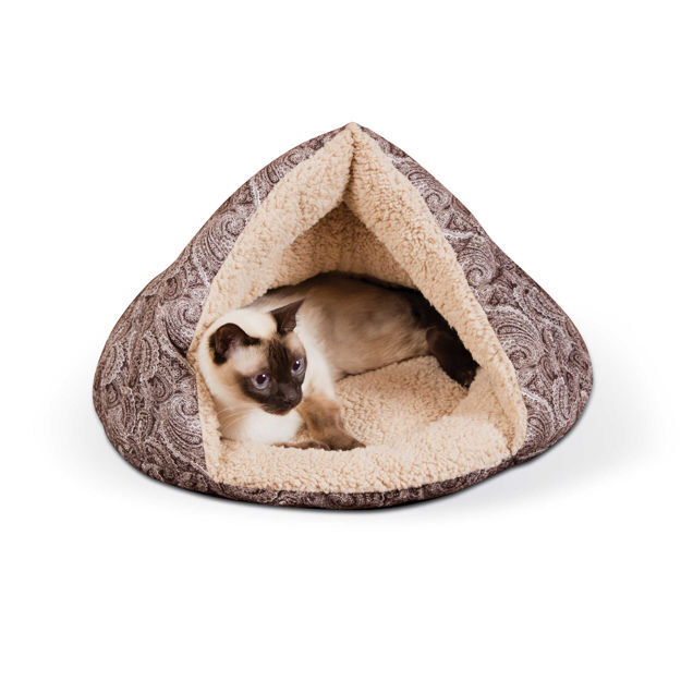 K&H Pet Products Self-Warming Kitty Hut Brown 19" x 18" x 18"