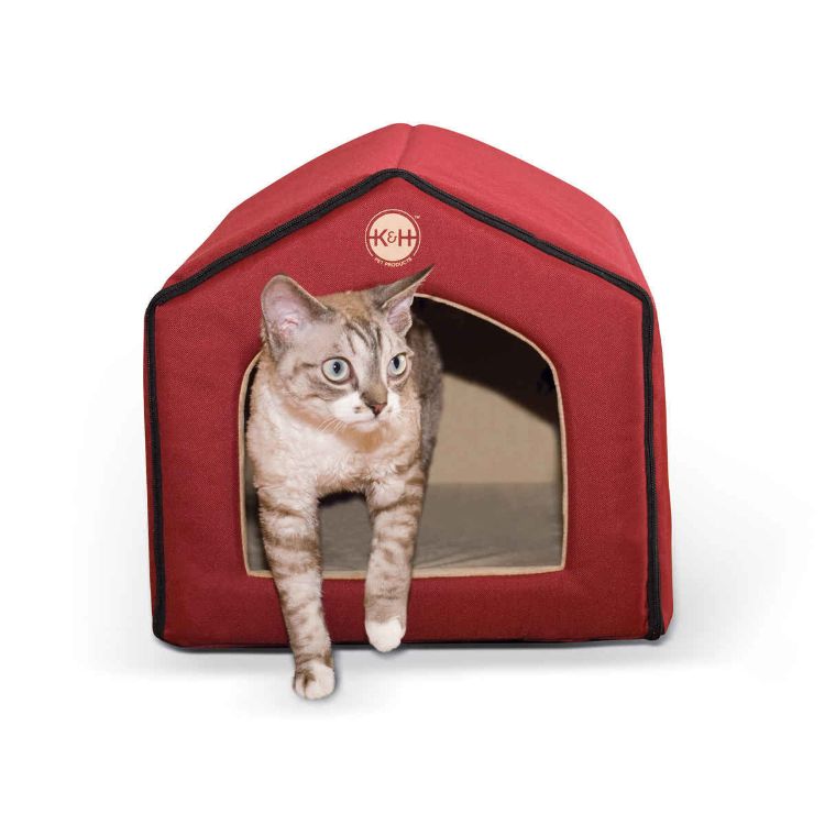 K&H Pet Products Unheated Indoor Pet House Red / Tan 16" x 15" x 14"
