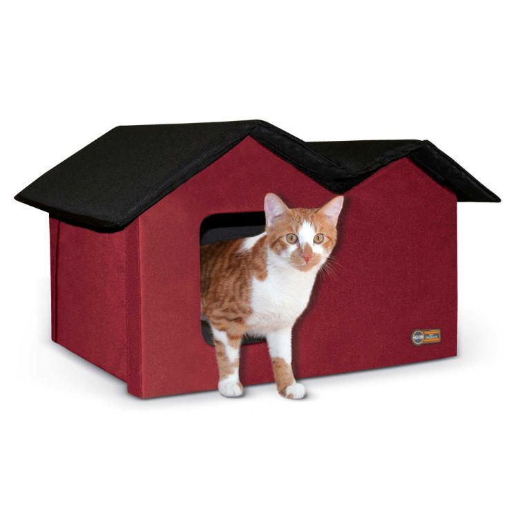 K&H Pet Products Outdoor Kitty House Extra-Wide Unheated Red 21.5" x 14" x 13"