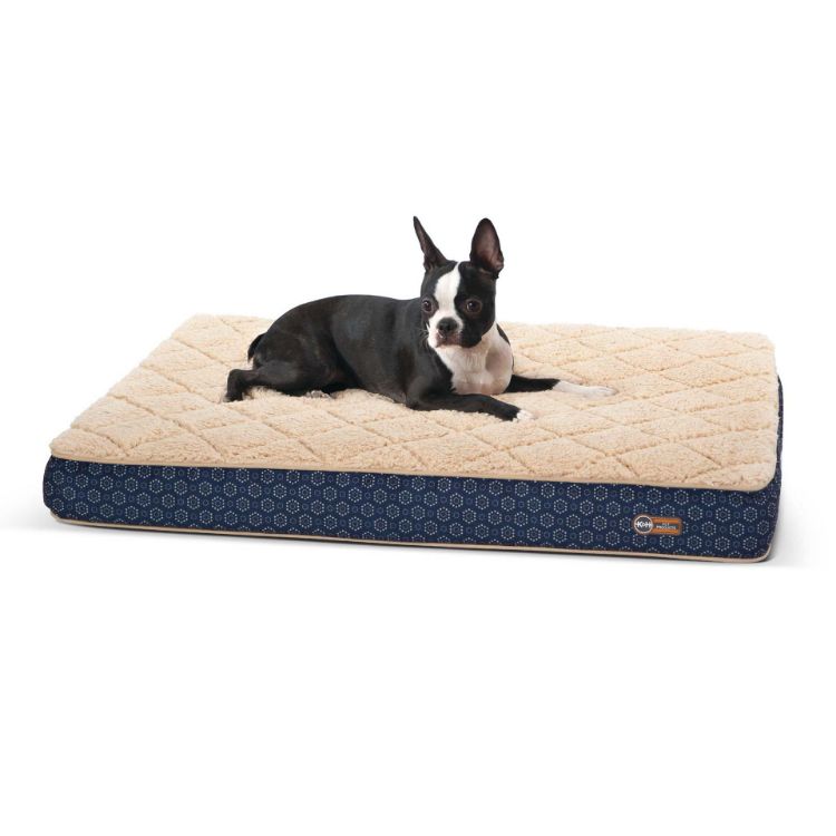 K&H Pet Products Quilt-Top Superior Orthopedic Pet Bed Medium Navy Blue 30" x 40" x 4"