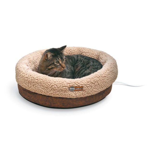 K&H Pet Products Thermo-Snuggle Cup Pet Bed Bomber Chocolate 14" x 18" x 7"
