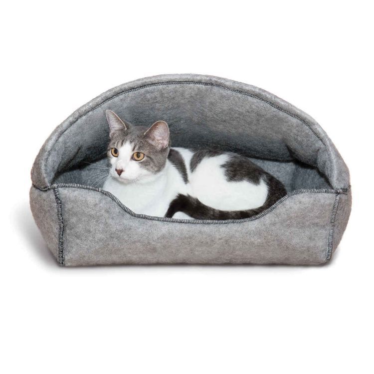 K&H Pet Products Amazin' Kitty Lounger Hooded Bed Gray 13" x 17" x 11"