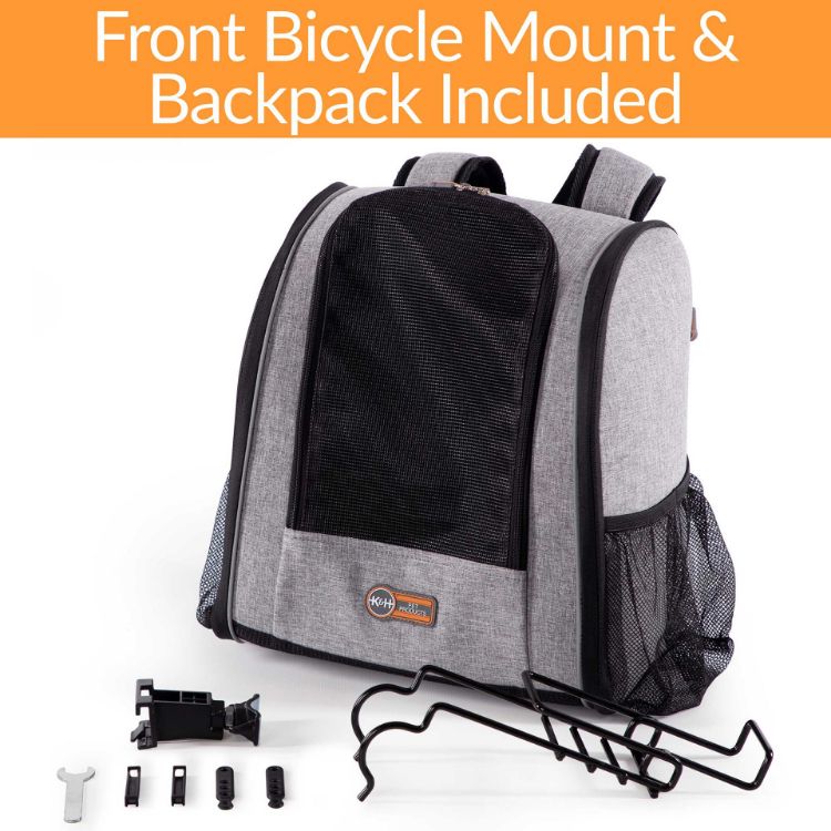 K&H Pet Products Travel Bike Backpack for Pets Gray 9.5" x 14" x 15.75"