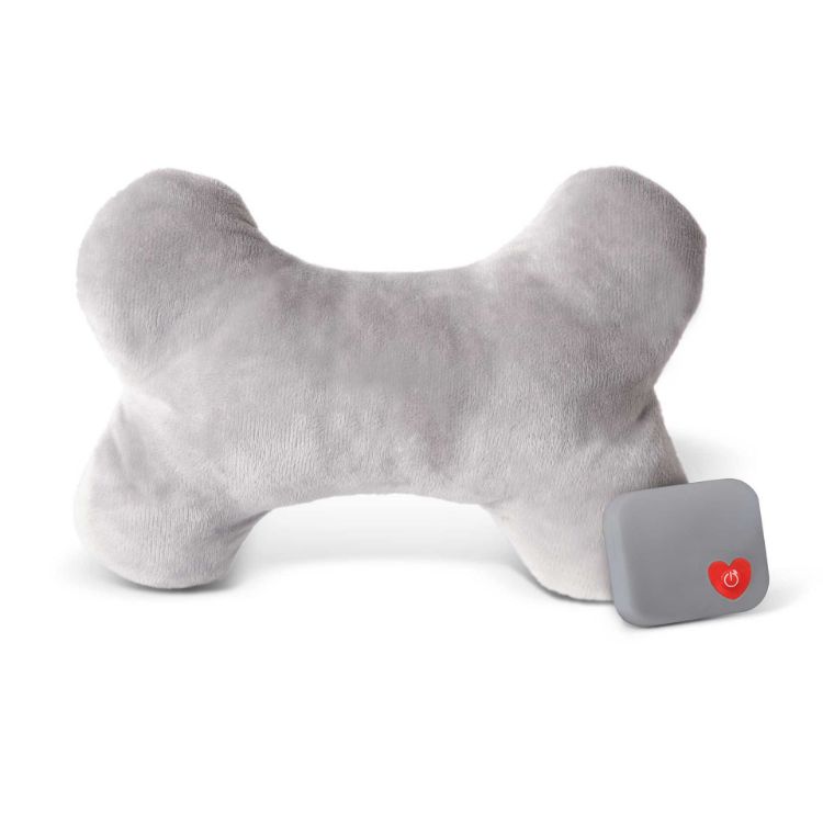 K&H Pet Products Mother's Heartbeat Plush Dog Bone Pillow Medium Gray 10" x 6" x 3"