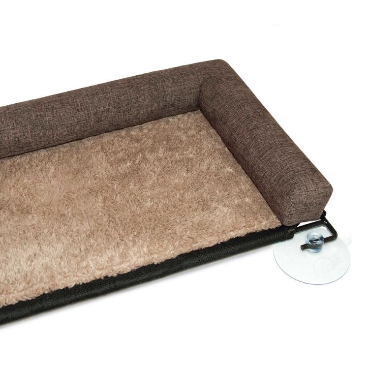 K&H Pet Products EZ Mount Kitty Sill Deluxe with Bolster Brown 12" x 23" x 2.5"