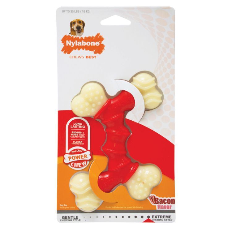 Nylabone Power Chew Double Bone Bacon Chew Toy Wolf