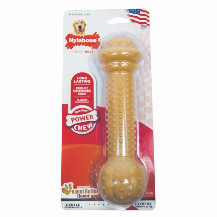 Nylabone Power Chew Barbell Peanut Butter Dog Toy Extra Large