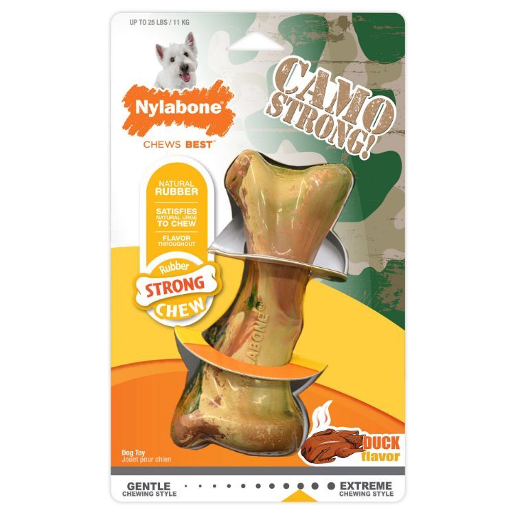 Nylabone Strong Chew Rubber Camo Bone Duck Flavor Regular