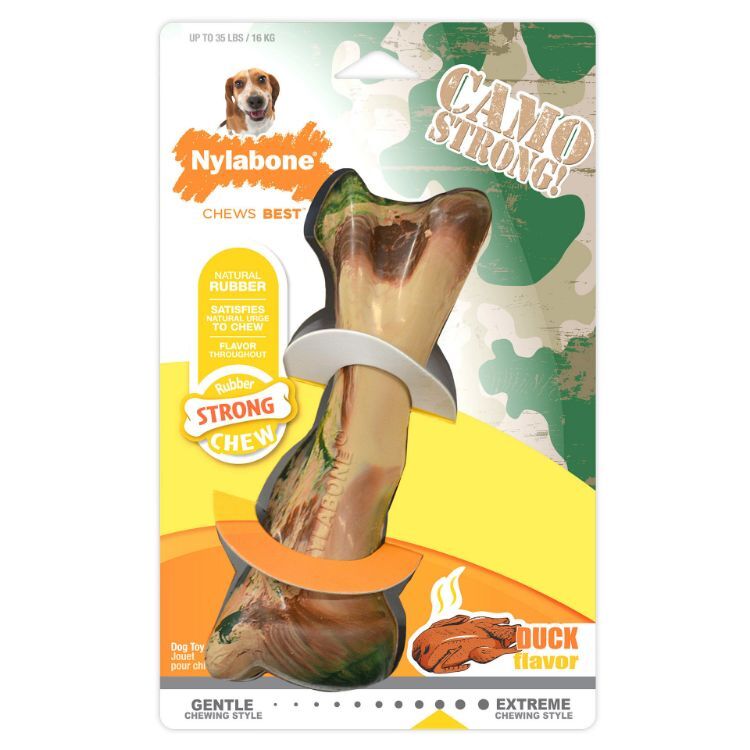 Nylabone Strong Chew Rubber Camo Bone Duck Flavor Wolf