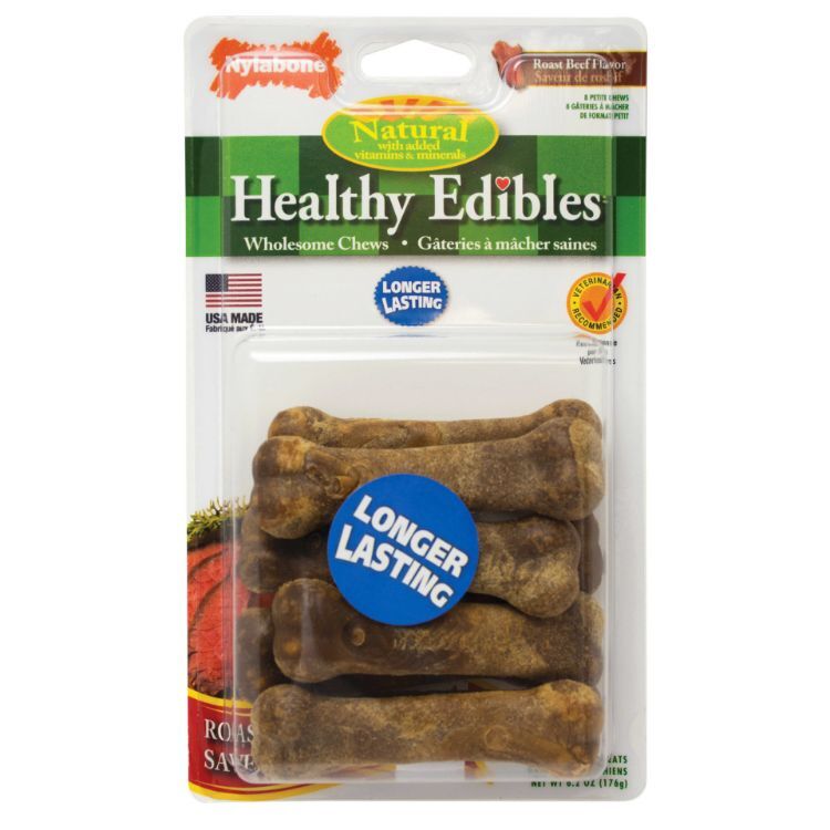 Nylabone Healthy Edibles Longer Lasting Beef Treats Petite 8 count