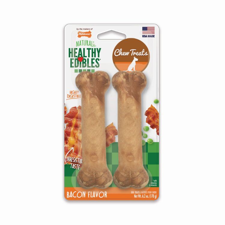 Nylabone Healthy Edibles Longer Lasting Bacon Treats Wolf 2 count