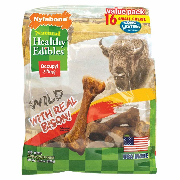 Nylabone Healthy Edibles Wild Chew Treats Bison Small 16 count