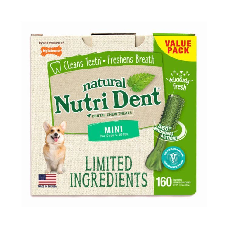 Nylabone Nutri Dent Limited Ingredient Dental Chews Fresh Breath Mini 160 count
