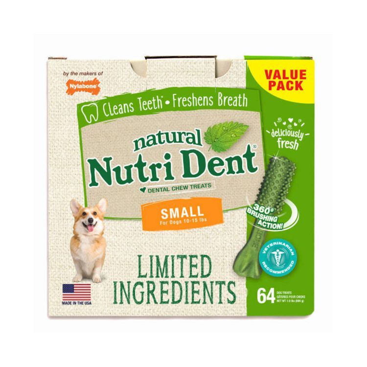 Nylabone Nutri Dent Limited Ingredient Dental Chews Fresh Breath Small 64 count