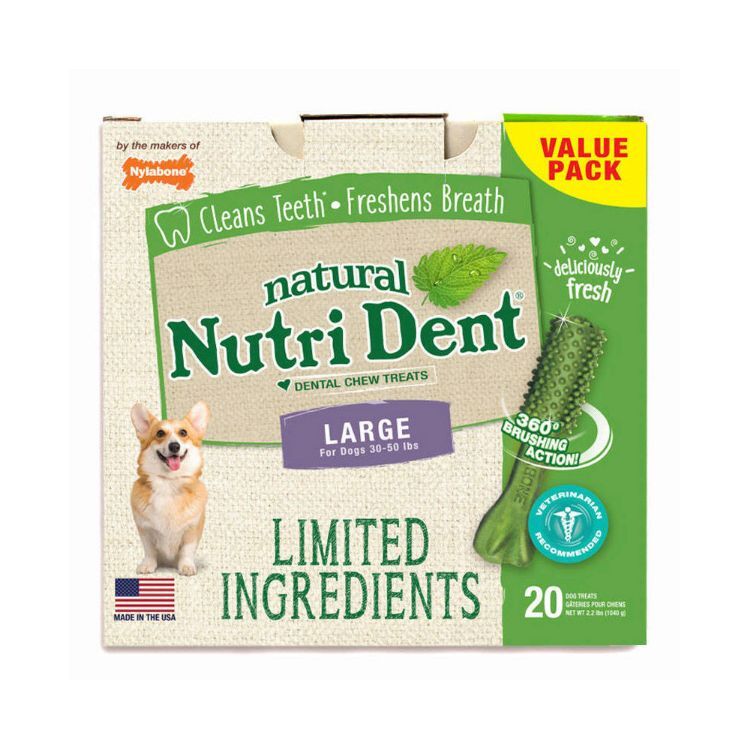 Nylabone Nutri Dent Limited Ingredient Dental Chews Fresh Breath Large 20 count