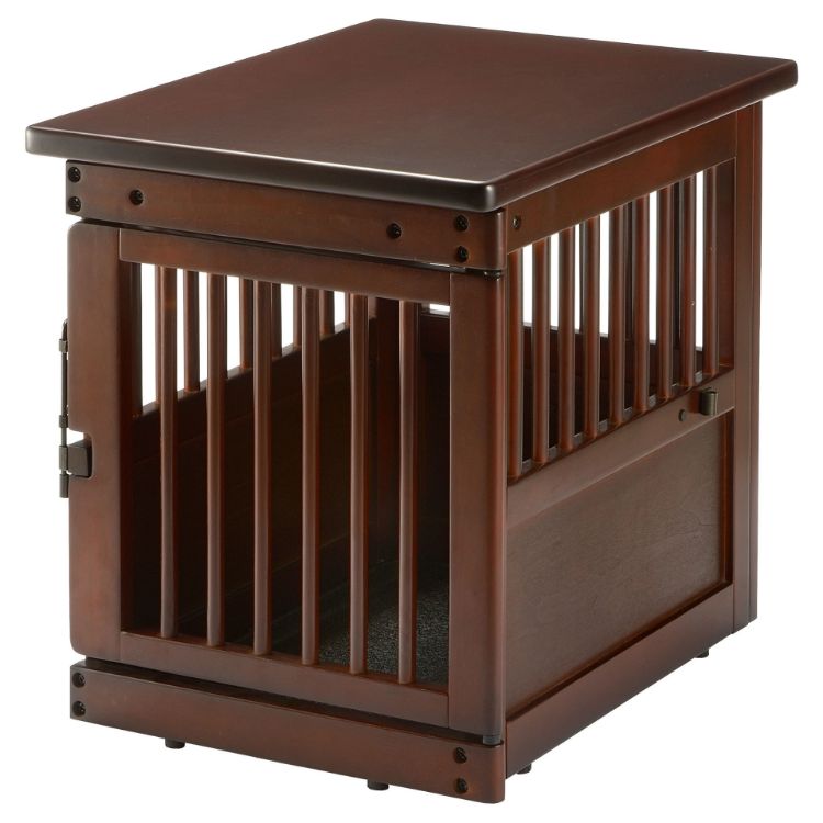 Richell Wooden End Table Dog Crate Small Dark Brown 24" x 18.1" x 20.9"