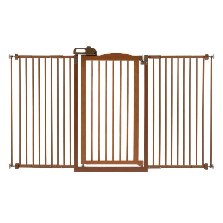 Richell One-Touch Tall and Wide Pressure Mounted Pet Gate II Brown 32.1" - 62.8" x 2" x 38.4"