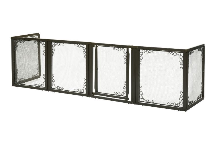 Richell Convertible Elite Mesh Pet Gate 6 Panels Brown 130" - 134" x 31.7" - 33.7" x 35.8"