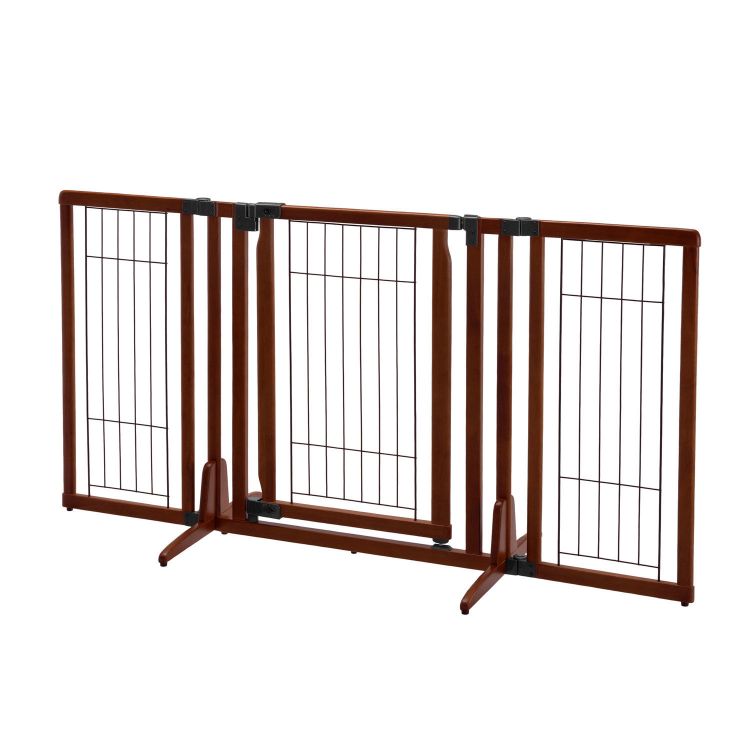 Richell Premium Plus Freestanding Pet Gate Cherry Brown 34"-63" x 20.5"-26" x 32"