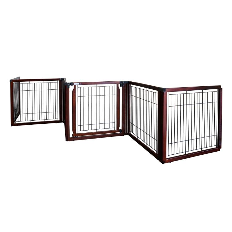 Richell Convertible Elite Freestanding Pet Gate 6-Panel Cherry Brown 135.8" x 29.1" x 31.5"