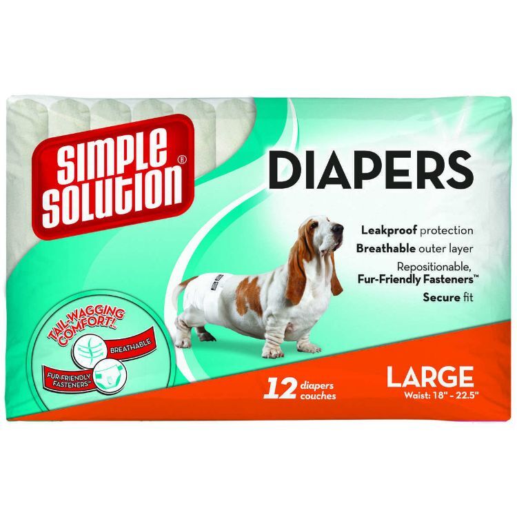 Simple Solution Disposable Dog Diapers 12 pack Large White