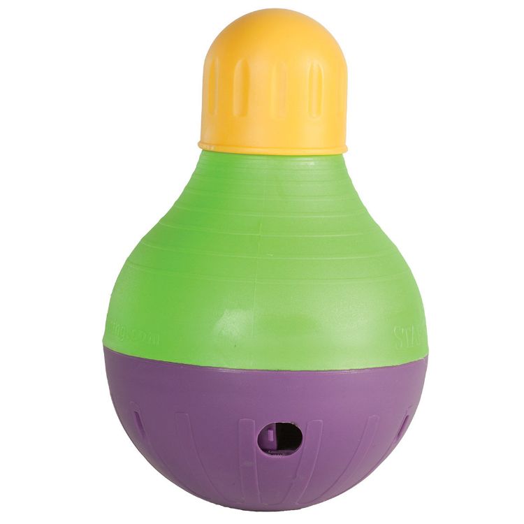 Starmark Dog Treat Dispensing Bob-A-Lot Large Yellow/Green/Purple 6" x 6" x 9.5"