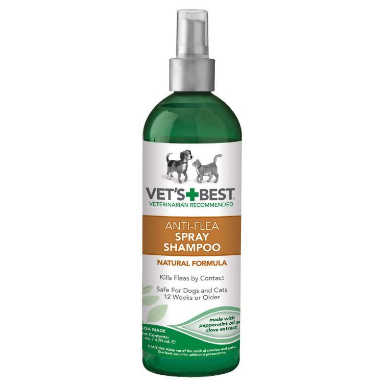 Vet's Best Pet Anti-Flea Easy Spray Shampoo 16oz Green 2.38" x 2.38" x 8.75"