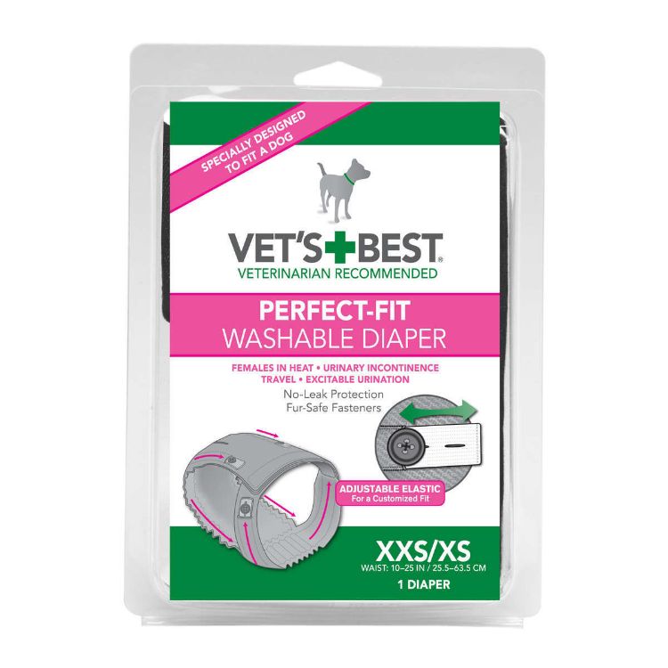 Vet's Best Perfect-Fit Washable Female Dog Diaper 1 pack Extra Extra Small / Extra Small Gray 5.44" x 1.75" x 7.75"