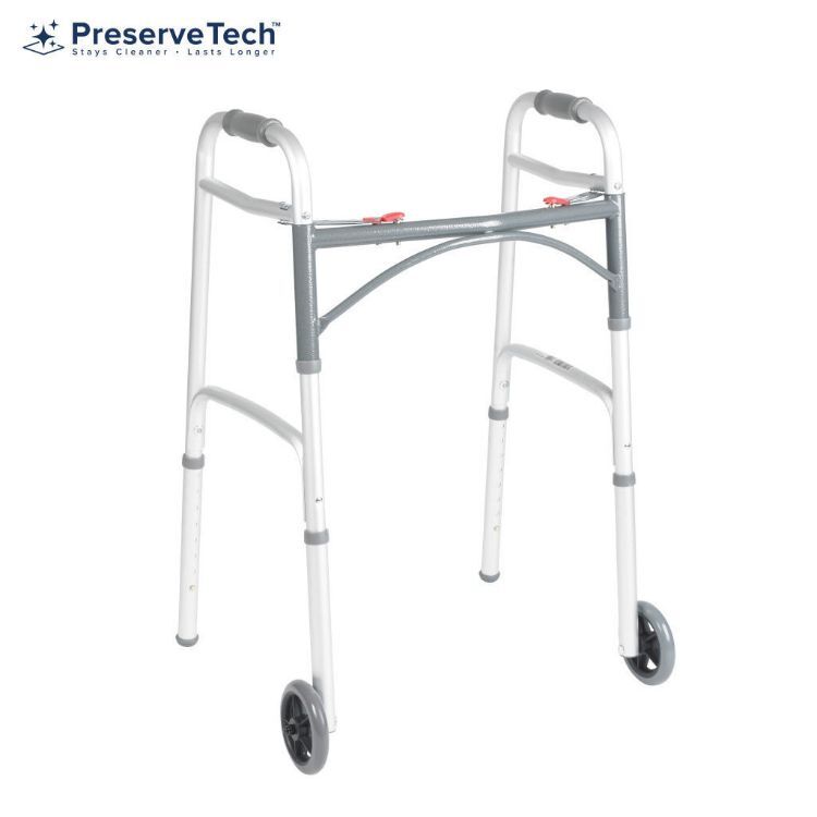 Picture of PreserveTech Deluxe Folding Two-Button Walker With 5" Wheels