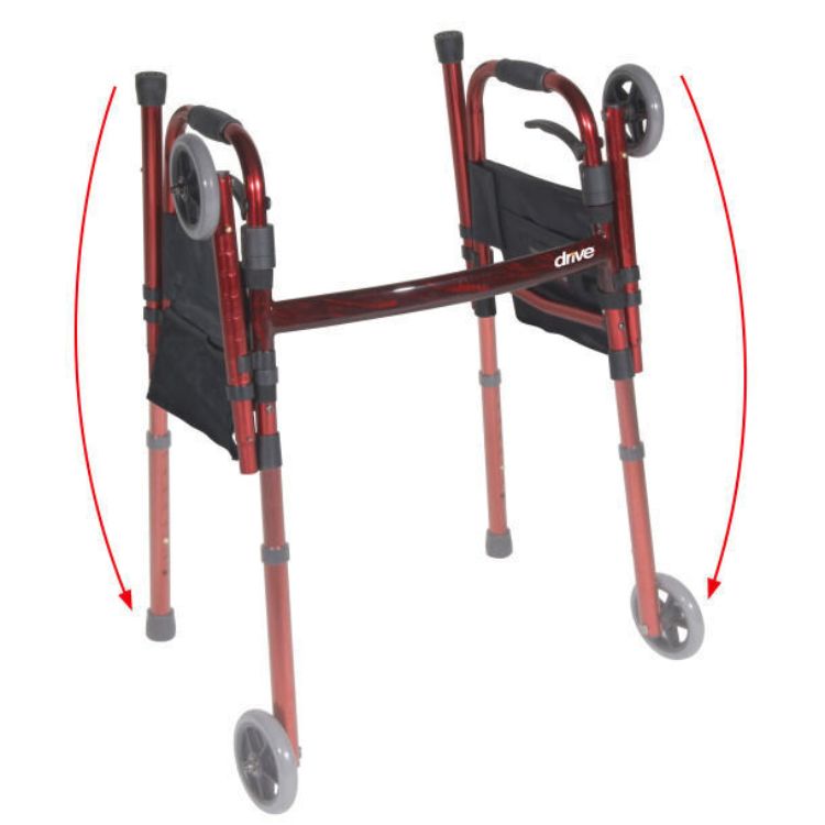 Drive Medical portable folding travel walker 5″ wheels RTL10263KDR