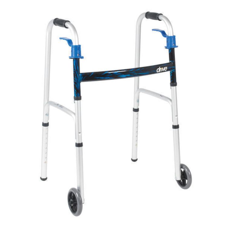 Drive Medical Deluxe Trigger Release Folding Walker with 5-inch wheels – Model 10226-1