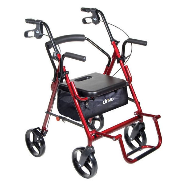 Duet Rollator/Transport Chair, 8" Casters burgundy