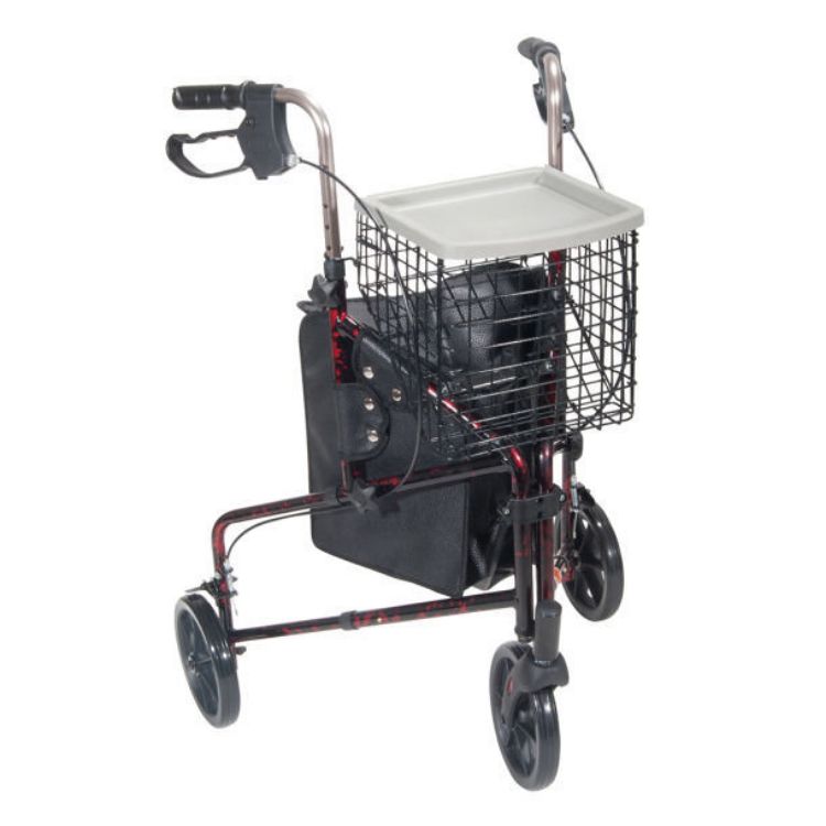 Deluxe 3 Wheel Aluminum Rollator, 7.5 Casters