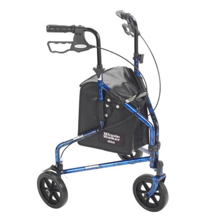 Deluxe 3 Wheel Aluminum Rollator, 7.5 Casters