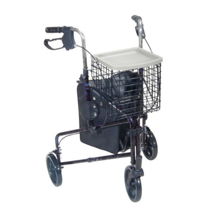 Deluxe 3 Wheel Aluminum Rollator, 7.5 Casters