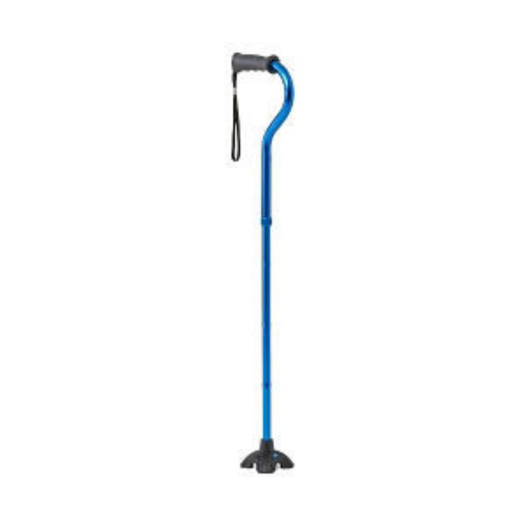 MEDLINE FOLDING CANE WITH 4 POINT TIP, BLUE