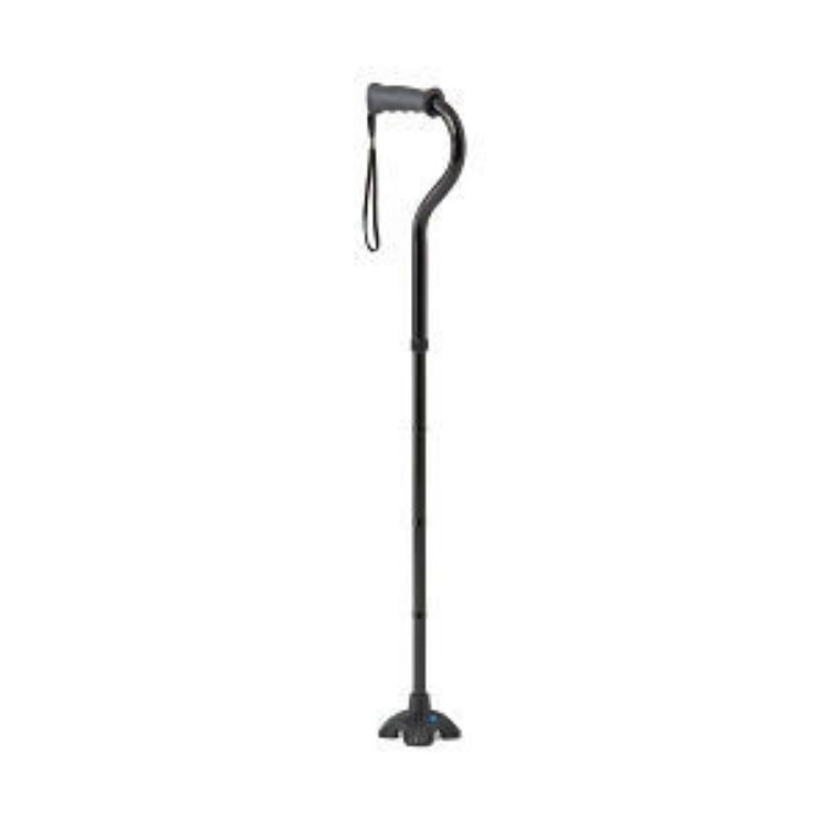 MEDLINE FOLDING CANE WITH 4 POINT TIP, BLACK