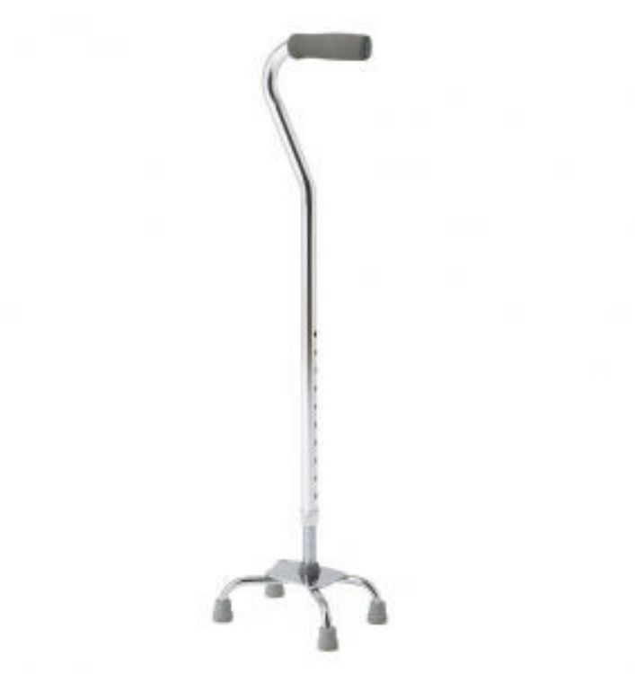 MEDLINE ALUMINIUM QUAD CANE, SMALL BASE, CHROME