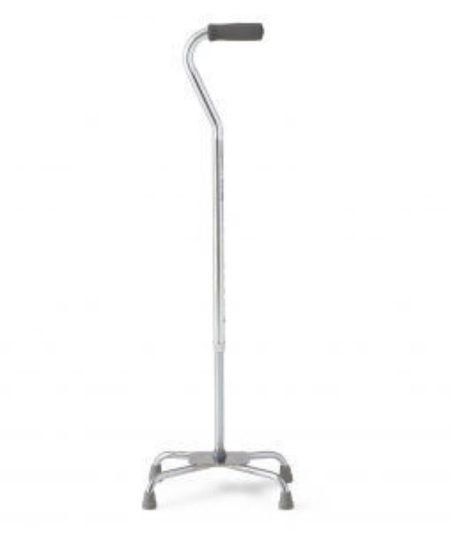 MEDLINE ALUMINIUM QUAD CANE WITH LARGE BASE, CHROME