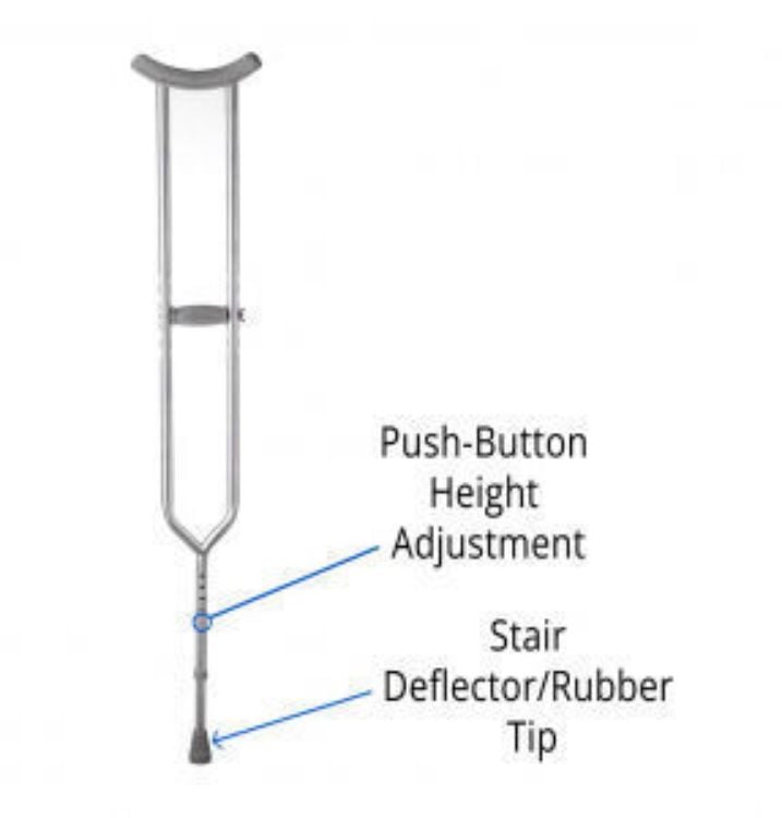 Medline Aluminium Crutch, Adult, 650 Lb. Capacity