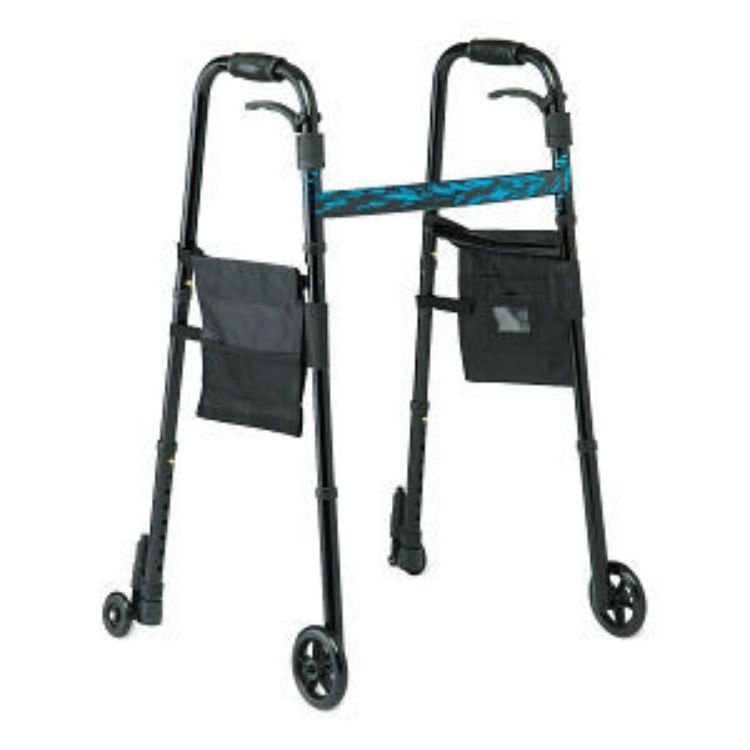 MEDLINE TRIGGER FOLDING WALKER WITH 5" WHEELS